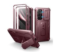 Dexnor for Samsung Galaxy S25 Plus Case with Built-in Slide Camera Cover & Screen Protector & Kickstand, Heavy-Duty Shockproof Rugged Case Full-Body Bumper Protective Cover - Red