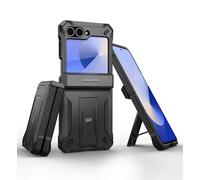 Dexnor for Samsung Galaxy Z Flip 6 Case with Stand & Hinge Protection & Front Screen Protector, Dual-layer Rugged Bumper Case Shockproof Full-body Protective Cover for Galaxy Z Flip 6 - Black