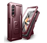 Dexnor for Samsung Galaxy Z Fold 4 5G Case, Dual Layer Rugged Case with Built-in Screen Protector & Kickstand(NO Pen Slot) - Red