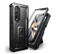 Dexnor for Samsung Galaxy Z Fold 4 5G Case, Dual Layer Rugged Case with Built-in Screen Protector & Kickstand(NO Pen Slot) - Black