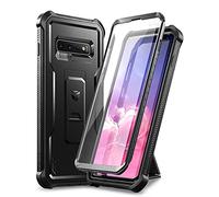 Dexnor for Samsung S10 Plus Case, [Built in Screen Protector and Kickstand] Heavy Duty Military Grade Protection Shockproof Protective Cover for Samsung S10 Plus - Black