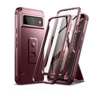 Dexnor Full Body Case for Google Pixel 8 5G【Double front frame & Kickstand 】, Bumpershock Technology Drop Protection Rugged Phone Cover Shockproof Protective Bumper Case - Red