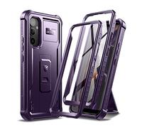 Dexnor Full Body Case for Samsung Galaxy A34【Double front frame & Kickstand 】, Bumpershock Technology Drop Protection Rugged Phone Cover Shockproof Protective Bumper Case - Phantom Purple