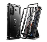 Dexnor Full Body Case for Samsung Galaxy A54【Double front frame & Kickstand 】, Bumpershock Technology Drop Protection Rugged Phone Cover Shockproof Protective Bumper Case - Black