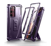 Dexnor Full Body Case for Samsung Galaxy S22 Ultra【Double front frame & Kickstand 】, Bumpershock Technology Drop Protection Rugged Phone Cover Shockproof Protective Bumper Case - Phantom Purple