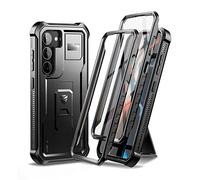 Dexnor Full Body Case for Samsung Galaxy S23【Double front frame & Kickstand 】, Bumpershock Technology Drop Protection Rugged Phone Cover Shockproof Protective Bumper Case - Black