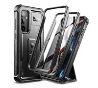 Dexnor Full Body Case for Samsung Galaxy S23 FE【Double front frame & Kickstand 】, Bumpershock Technology Drop Protection Rugged Phone Cover Shockproof Protective Bumper Case - Black