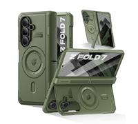 Dexnor Magnetic for Samsung Galaxy Z Fold 7 Case with & Dual Kickstands & Front Screen Protector & Hinge Protection, Compatible with MagSafe, Full-body Rugged Bumper Cases - Green