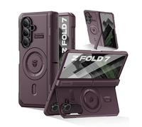 Dexnor Magnetic for Samsung Galaxy Z Fold 7 Case with & Dual Kickstands & Front Screen Protector & Hinge Protection, Compatible with MagSafe, Full-body Rugged Bumper Cases - Purple