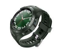 Dexnor Rugged Case with samsung watch 6 Classic (43/47MM), Military Grade Protective Case with Soft Silicone Rugged Shockproof Adjustable iWatch Bands Strap for Sports - Green