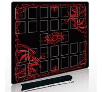 DEXOGENIX 2 Player Playmat Compatible with Yu-Gi-Oh TCG, 24 x 24 Inch Stitched Duel Field Game Mat with Master Rule Zones, Black Gold Millennium Puzzle 4-Wheel Life Point Counter & Storage Bag