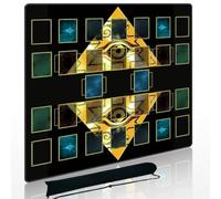 DEXOGENIX 2 Player Playmat Compatible with Yu-Gi-Oh TCG, 24 x 24 Inch Stitched Duel Field Game Mat with Master Rule Zones, Black Gold Millennium Puzzle 4-Wheel Life Point Counter & Storage Bag