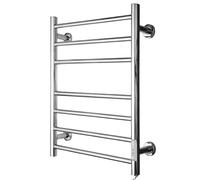 Dexpro Electric Towel Rail with Timer, Heated Towel Rail, Wall Mounted 7 Bar Stainless Steel Radiator 700 x 400mm (Stainless Steel)