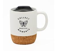 Dexsa Ceramic Designer Coffee Mug | Collect beautiful moments | Holds 14 ounces | Cork Bottom with Lid | Great for Coffee, Tea, Soups, Hot Chocolate