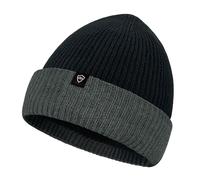 DexShell Waterproof Two-Tone Cuffed Beanie for Men & Women, Acrylic Knit Outer with Fleece Liner and Breathable Breathable Membrane Laminated on The Inside, Jet Black Grey, One Size