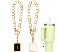 Dexspoeny 2Pcs Letter Charm Accessories for Stanley Cup, Initial Personalized Tumbler Letter Charm, Adjustable Handle Charm for Stanley Simple Modern Cup, Name Plate for Stanley Tumbler Cup with