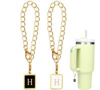 Dexspoeny 2Pcs Letter Charm Accessories for Stanley Cup, Initial Personalized Tumbler Letter Charm, Adjustable Handle Charm for Stanley Simple Modern Cup, Name Plate for Stanley Tumbler Cup with