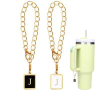 Dexspoeny 2Pcs Letter Charm Accessories for Stanley Cup, Initial Personalized Tumbler Letter Charm, Adjustable Handle Charm for Stanley Simple Modern Cup, Name Plate for Stanley Tumbler Cup with