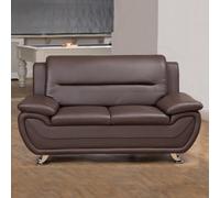 Dexter 152Cm Wide Contemporary Brown Bonded Leather 2 Seat Sofa With Chrome Legs