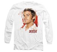 Dexter Blood Splatter Mens Long Sleeve T Shirt, White, Small