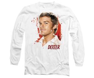 Dexter Blood Splatter Unisex Long Sleeve T Shirt, White, Medium