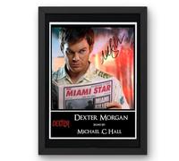Dexter - Dexter Morgan - Michael C Hall Signed Autograph Print Poster Black Framed Mounted Wall Art (10x12) Actor Artwork for Home & Office Decor Gift