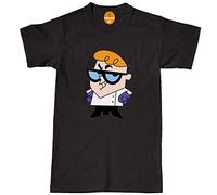 Dexter Laboratory Baseball T Shirt Short Sleeve 1990'S Cartoon SCI FI Retro Black