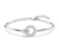 Dextera bangle, Round cut, White, Rhodium plated
