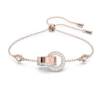 Dextera bracelet, Interlocking loop, White, 18K rose gold finish
