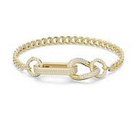 Dextera bracelet, Pavé, Mixed links, White, Gold-tone plated
