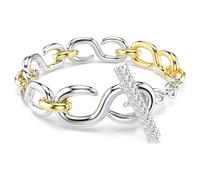 Dextera bracelet, Round cut, T-bar, White, Mixed metal finish