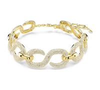 Dextera choker, Round cut, White, Gold-tone plated