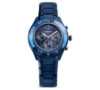 Dextera chrono watch, 39mm, Swiss Made, Metal bracelet, Blue, Blue finish