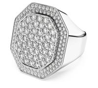 Dextera cocktail ring, Octagon shape, White, Rhodium plated