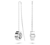 Dextera drop earrings, Pavé, Long, White, Rhodium plated
