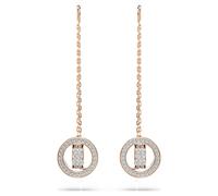 Dextera drop earrings, Pavé, White, Rose gold-tone plated