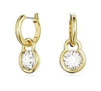 Dextera drop earrings, Round cut, White, Gold-tone plated