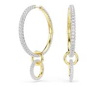 Swarovski Dextera hoop earrings, Round cut, White, Gold-tone plated