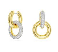 Swarovski Dextera Hoop Earrings, White Pavé Crystals in a Gold-Tone Plated Setting Interlocked with a Gold-Tone Plated Ring, from the Dextera Collection