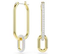 Dextera hoop earrings, Asymmetrical design, White, Mixed metal finish