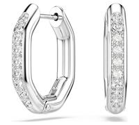 Dextera hoop earrings, Octagon shape, Round cut, White, Rhodium plated
