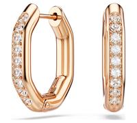 Dextera hoop earrings, Octagon shape, Round cut, Small, White, Rose gold-tone plated