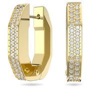 Dextera hoop earrings, Octagon shape, Small, White, Gold-tone plated