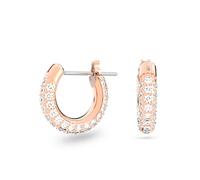 Dextera hoop earrings, Pavé, Small, White, Rose gold-tone plated