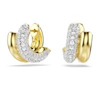 Dextera hoop earrings, Round cut, Mini, White, 18K gold finish