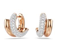 Dextera hoop earrings, Round cut, Mini, White, 18K rose gold finish