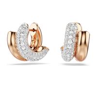 Dextera hoop earrings, Round cut, Mini, White, Rose gold-tone plated