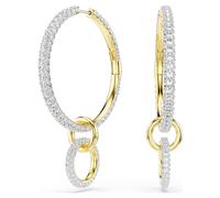 Dextera hoop earrings, Round cut, White, Gold-tone plated