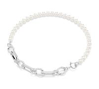 Dextera necklace, Crystal pearl, Mixed links, White, Rhodium plated