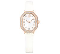 Dextera octagon watch, Swiss Made, Leather strap, White, Rose gold-tone finish
